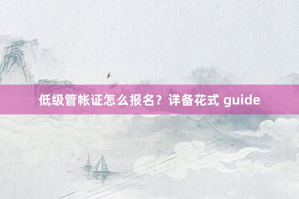 低级管帐证怎么报名？详备花式 guide